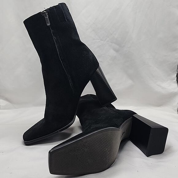 SAM EDELMAN IVETTE BLACK ANKLE BOOTS LEATHER STACKED HEEL LADIES SIZE 9.5 NWOB - Picture 13 of 16
